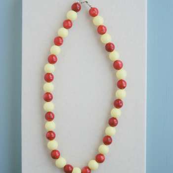 016 Cuentas de crital amarillo pastel y coral rojo